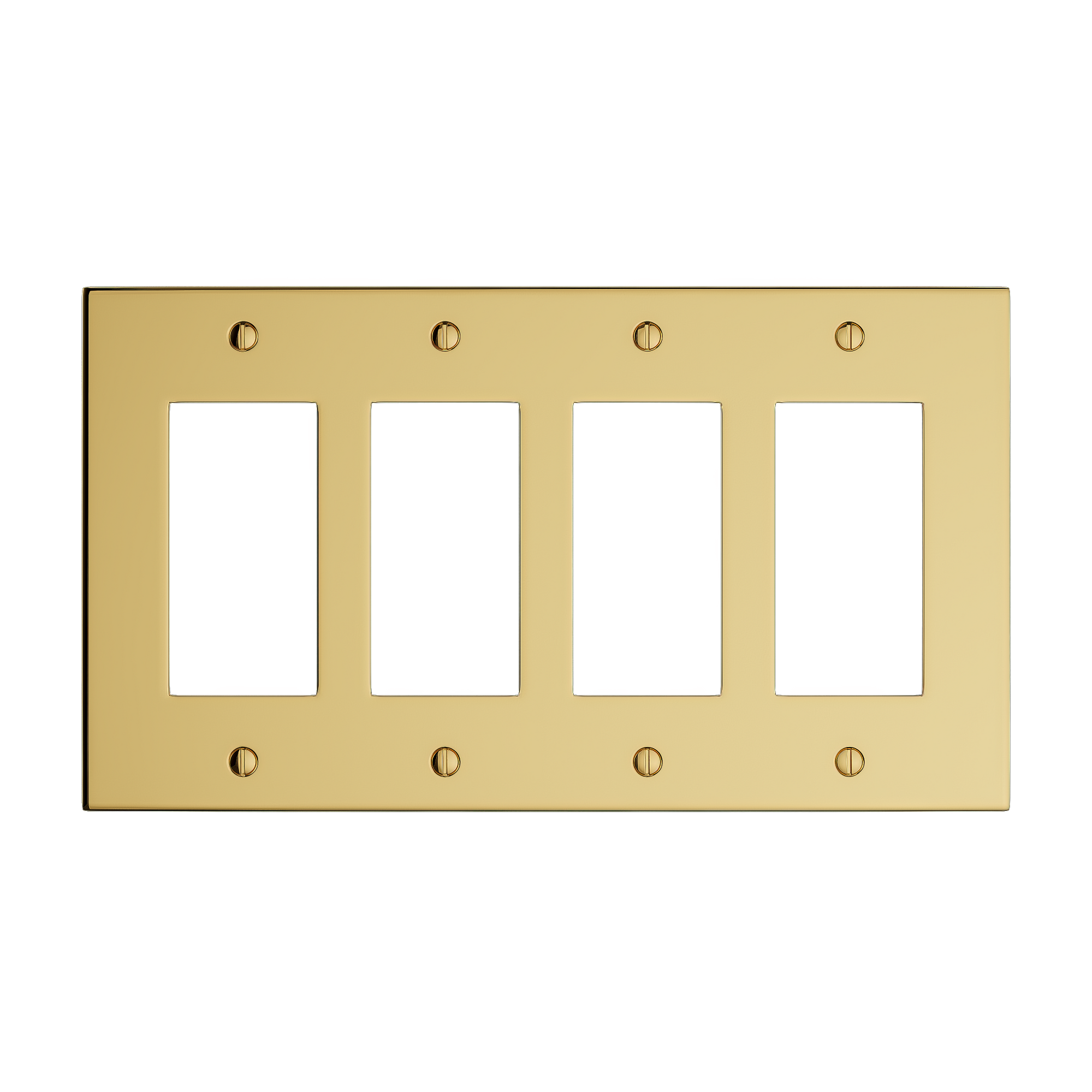 Solid brass Futura Open Wall Plate – Quad in Polished Brass finish