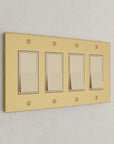 Solid brass Futura Open Wall Plate – Quad in Satin Brass finish