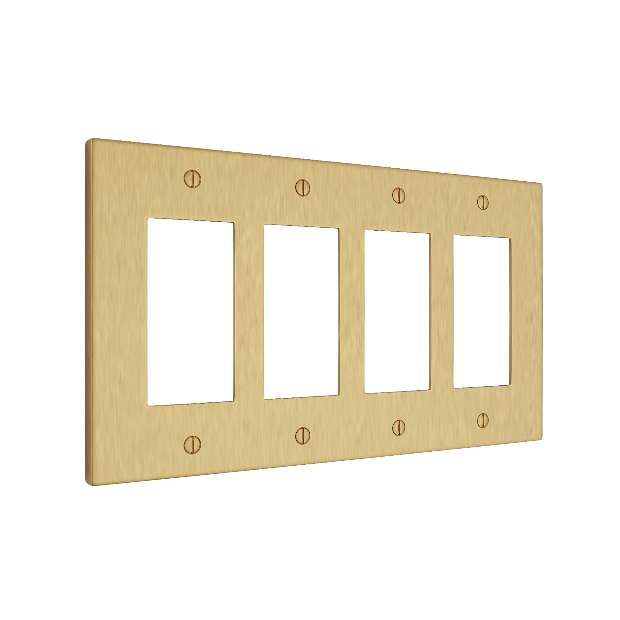 Solid brass Futura Open Wall Plate – Quad in Satin Brass finish
