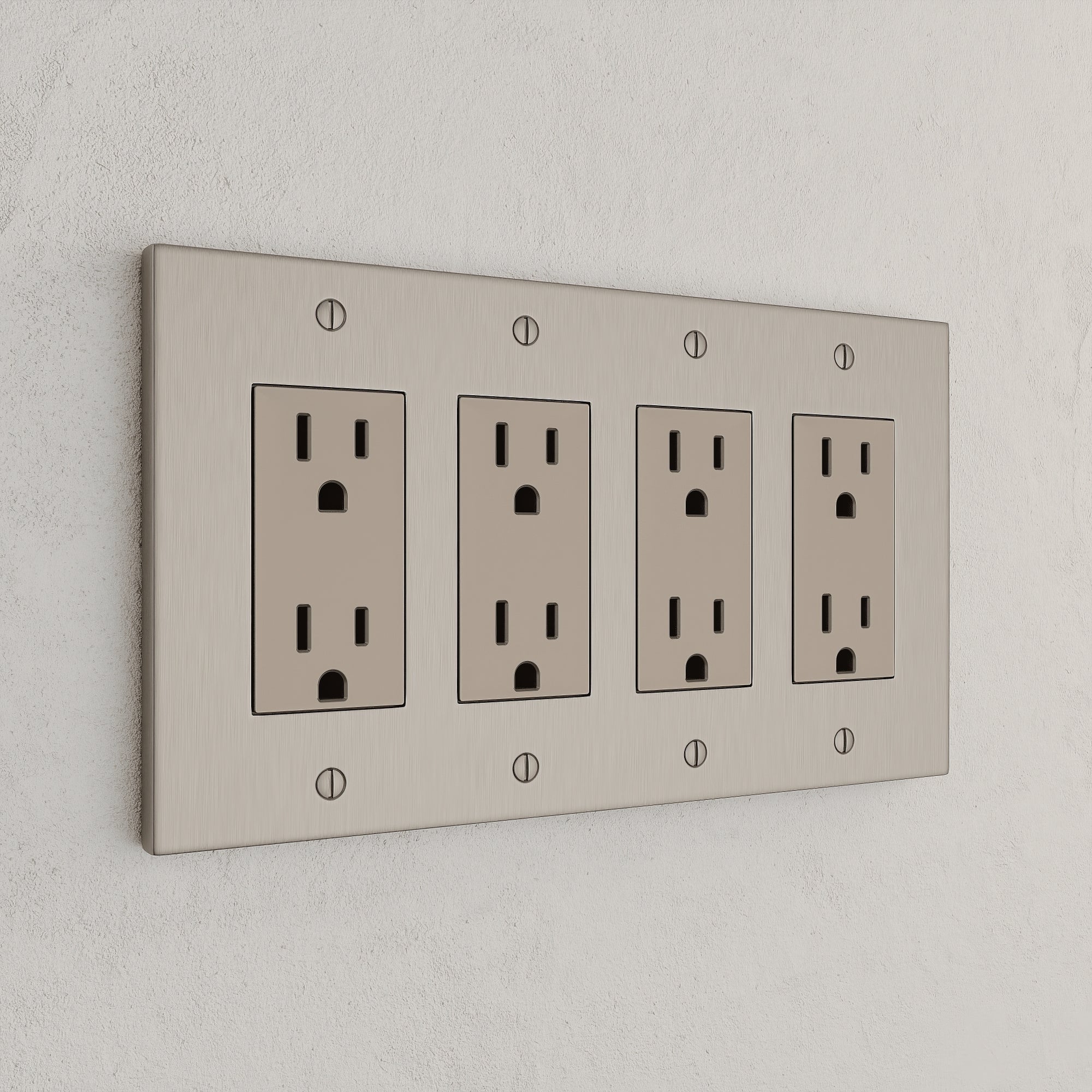 Solid brass Futura Open Wall Plate – Quad in Satin Nickel finish