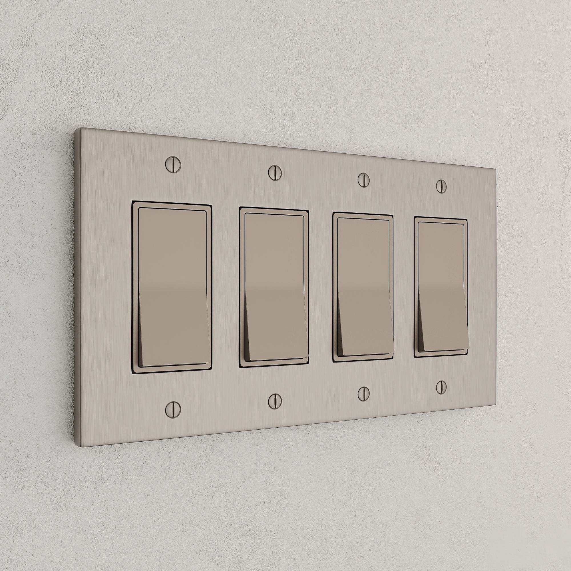 Solid brass Futura Open Wall Plate – Quad in Satin Nickel finish