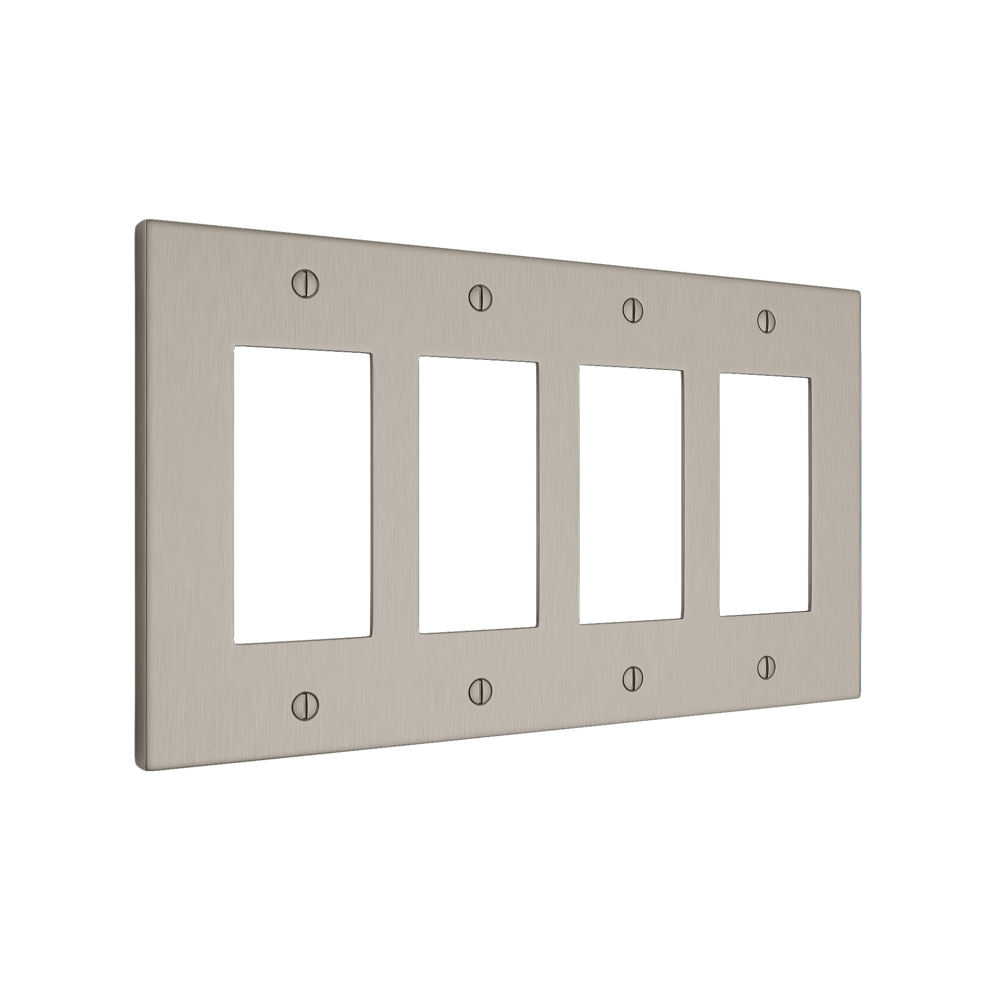Solid brass Futura Open Wall Plate – Quad in Satin Nickel finish