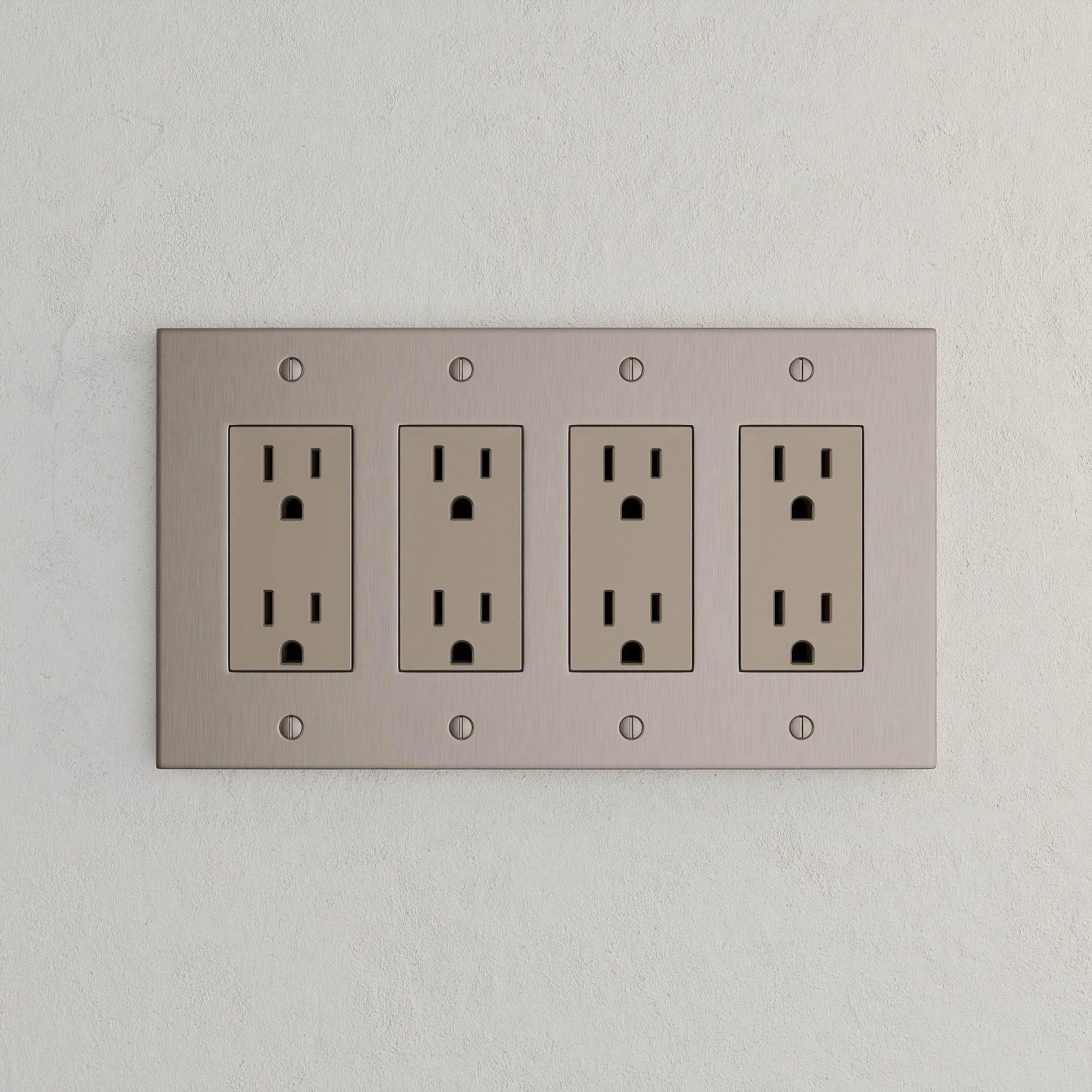 Solid brass Futura Open Wall Plate – Quad in Satin Nickel finish