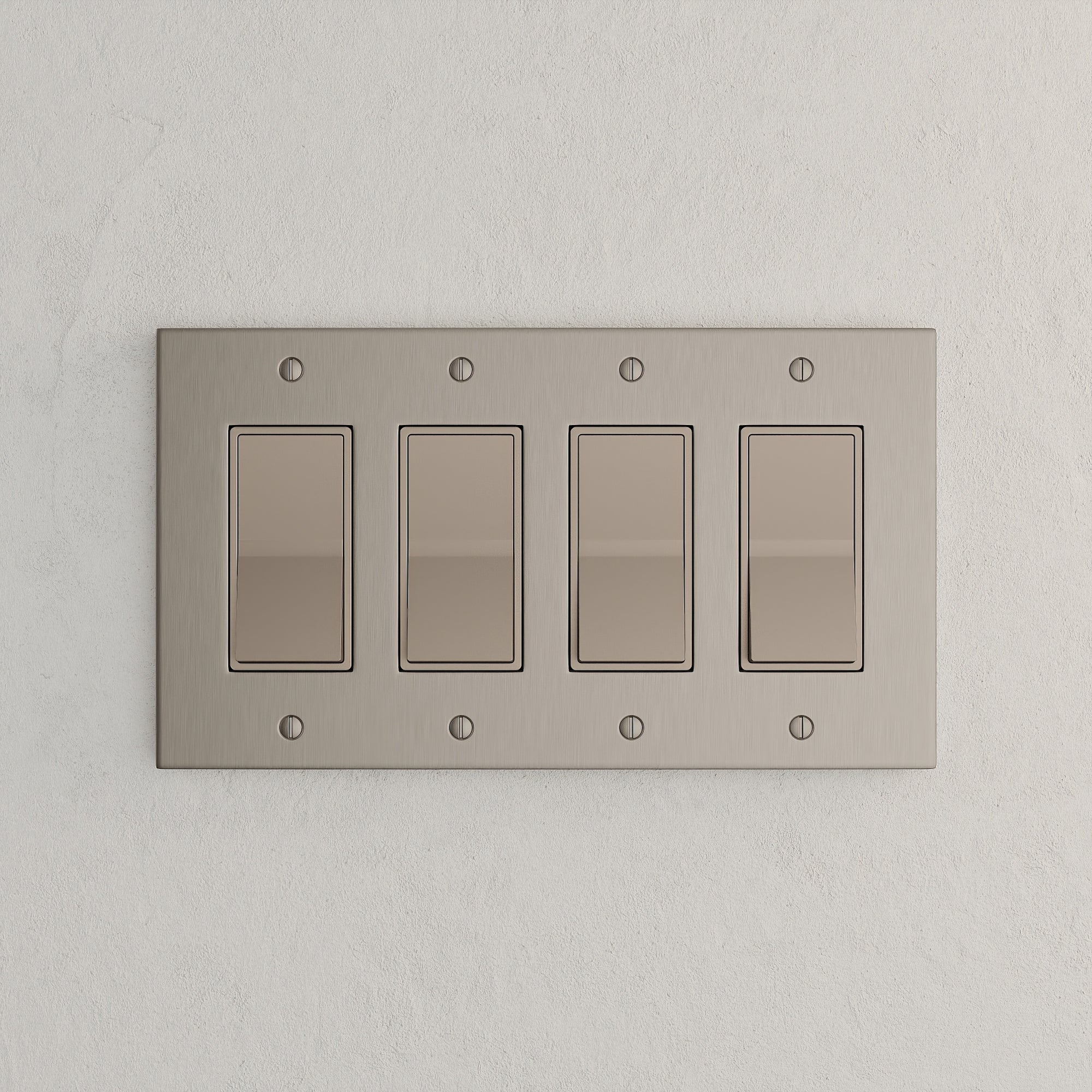 Solid brass Futura Open Wall Plate – Quad in Satin Nickel finish
