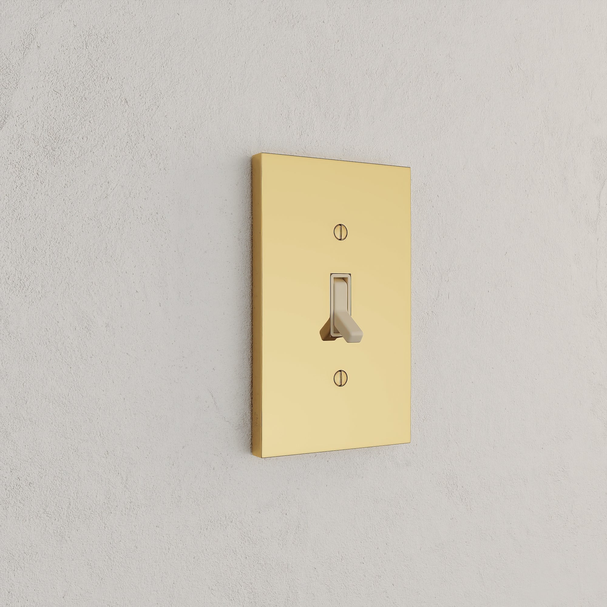 Solid brass Futura Toggle Wall Plate in Polished Brass finish