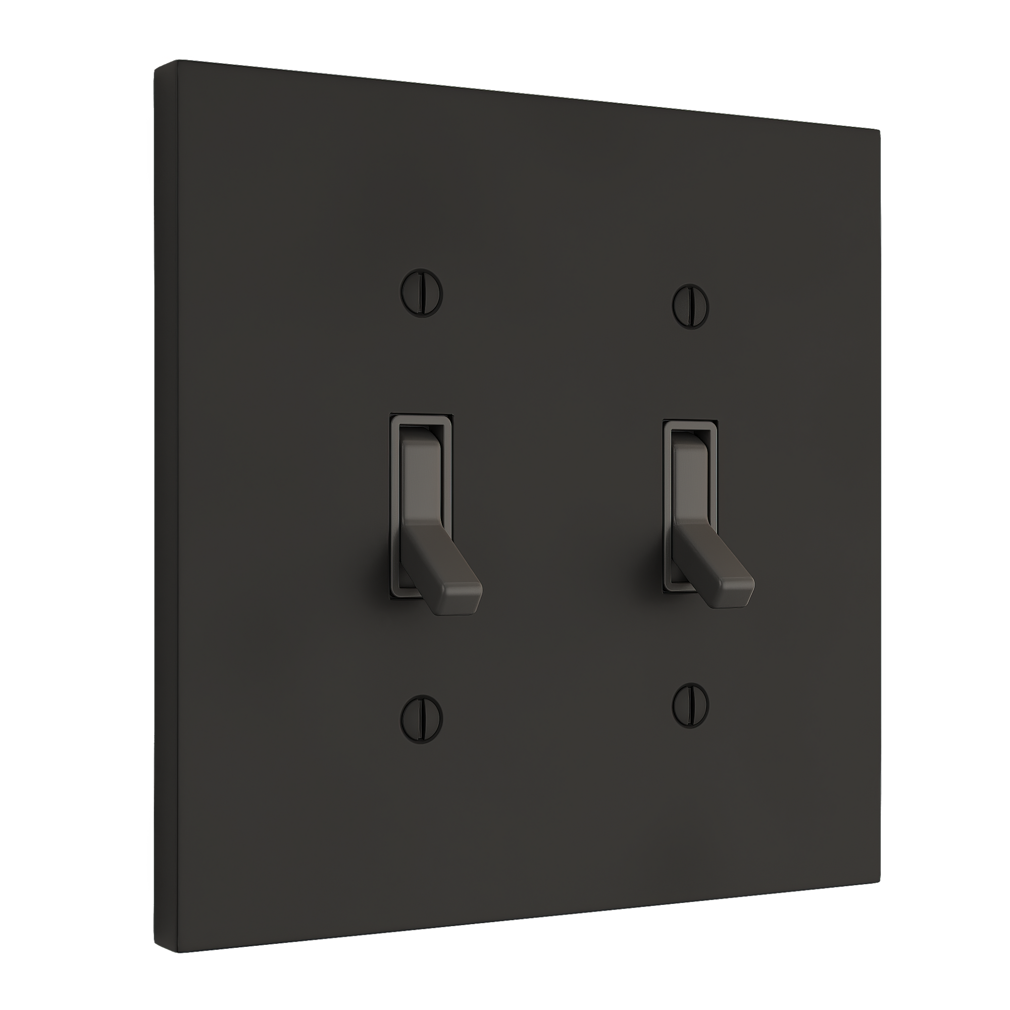 Solid brass Futura Toggle Wall Plate – Double in Coal Black Brass finish