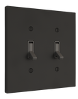 Solid brass Futura Toggle Wall Plate – Double in Coal Black Brass finish
