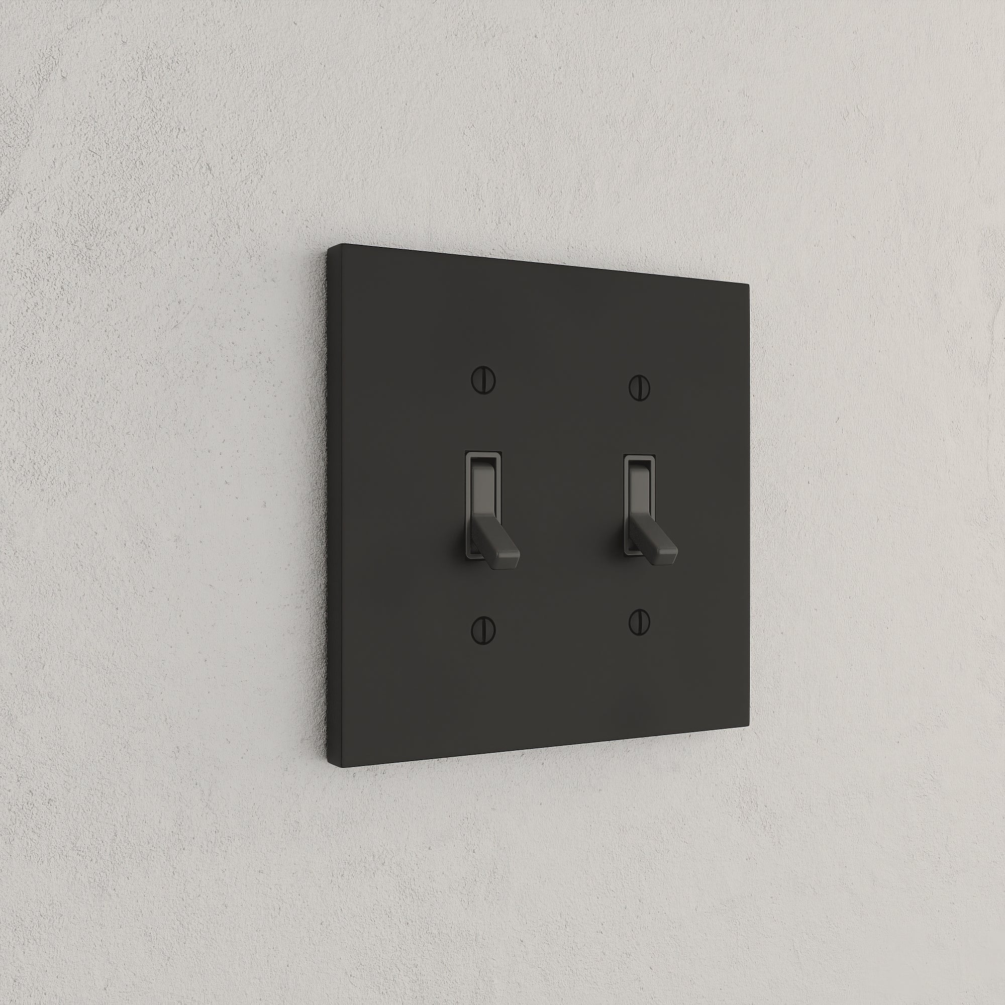 Solid brass Futura Toggle Wall Plate – Double in Coal Black Brass finish