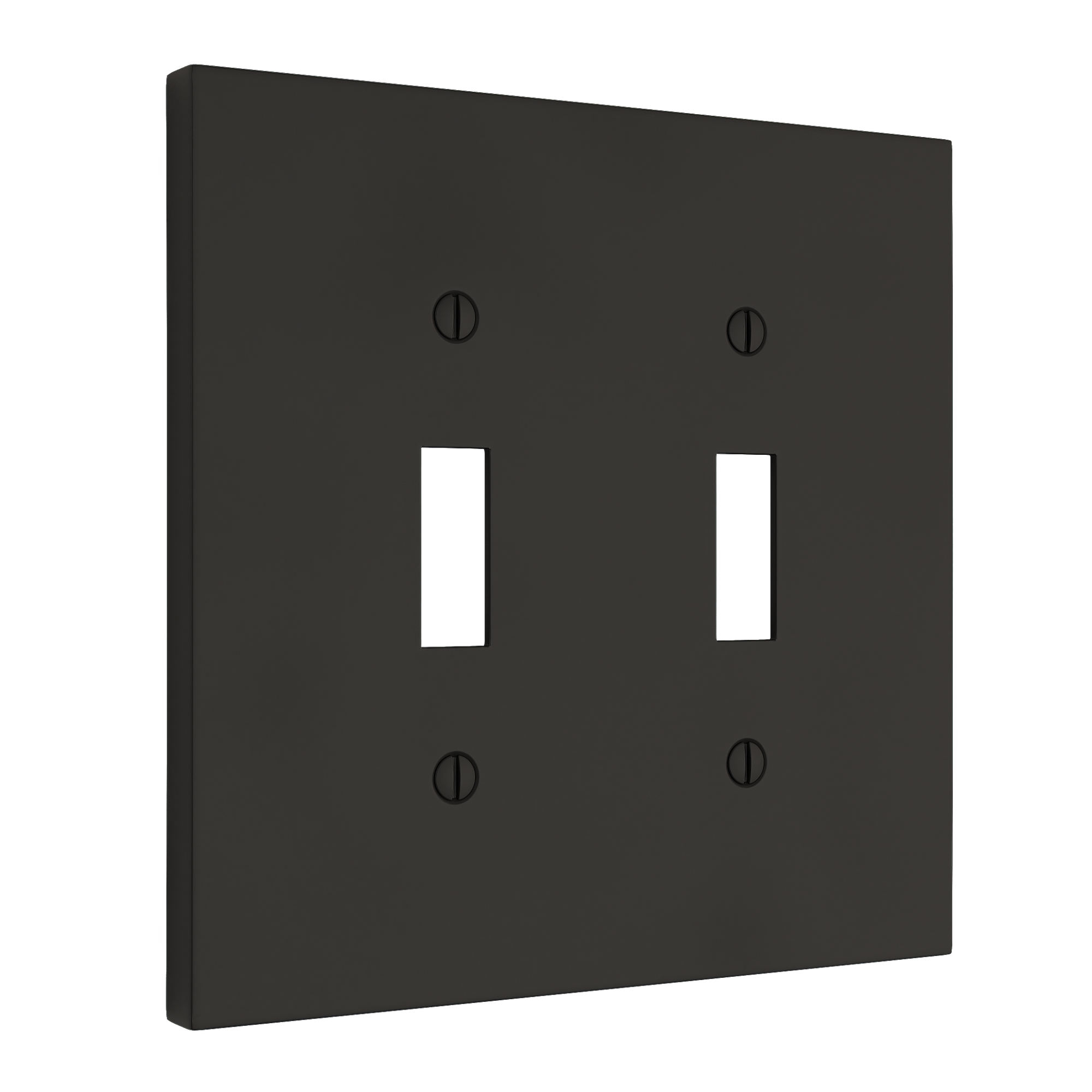 Solid brass Futura Toggle Wall Plate – Double in Coal Black Brass finish