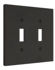 Solid brass Futura Toggle Wall Plate – Double in Coal Black Brass finish