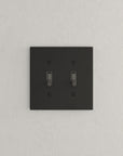 Solid brass Futura Toggle Wall Plate – Double in Coal Black Brass finish