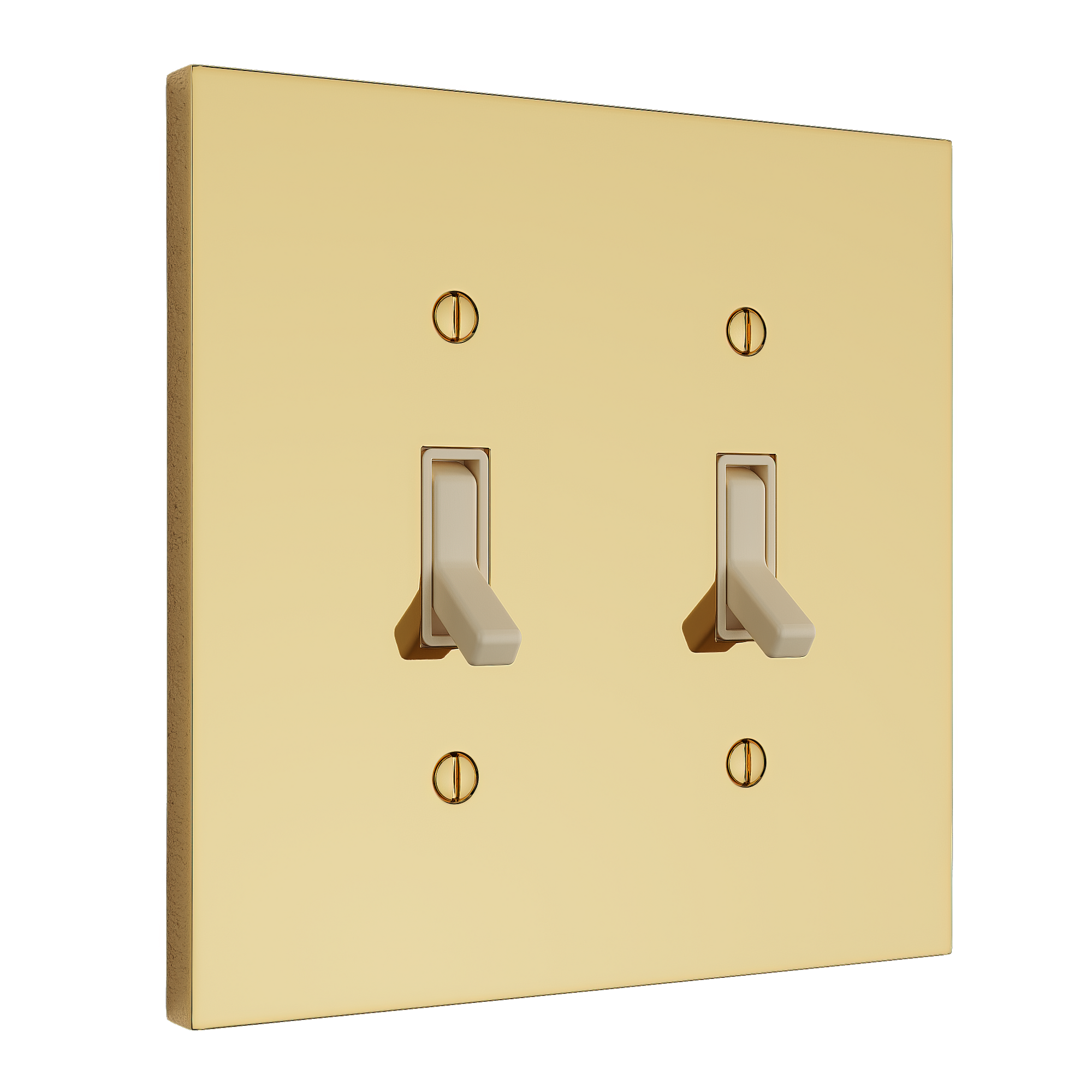 Solid brass Futura Toggle Wall Plate – Double in Polished Brass finish