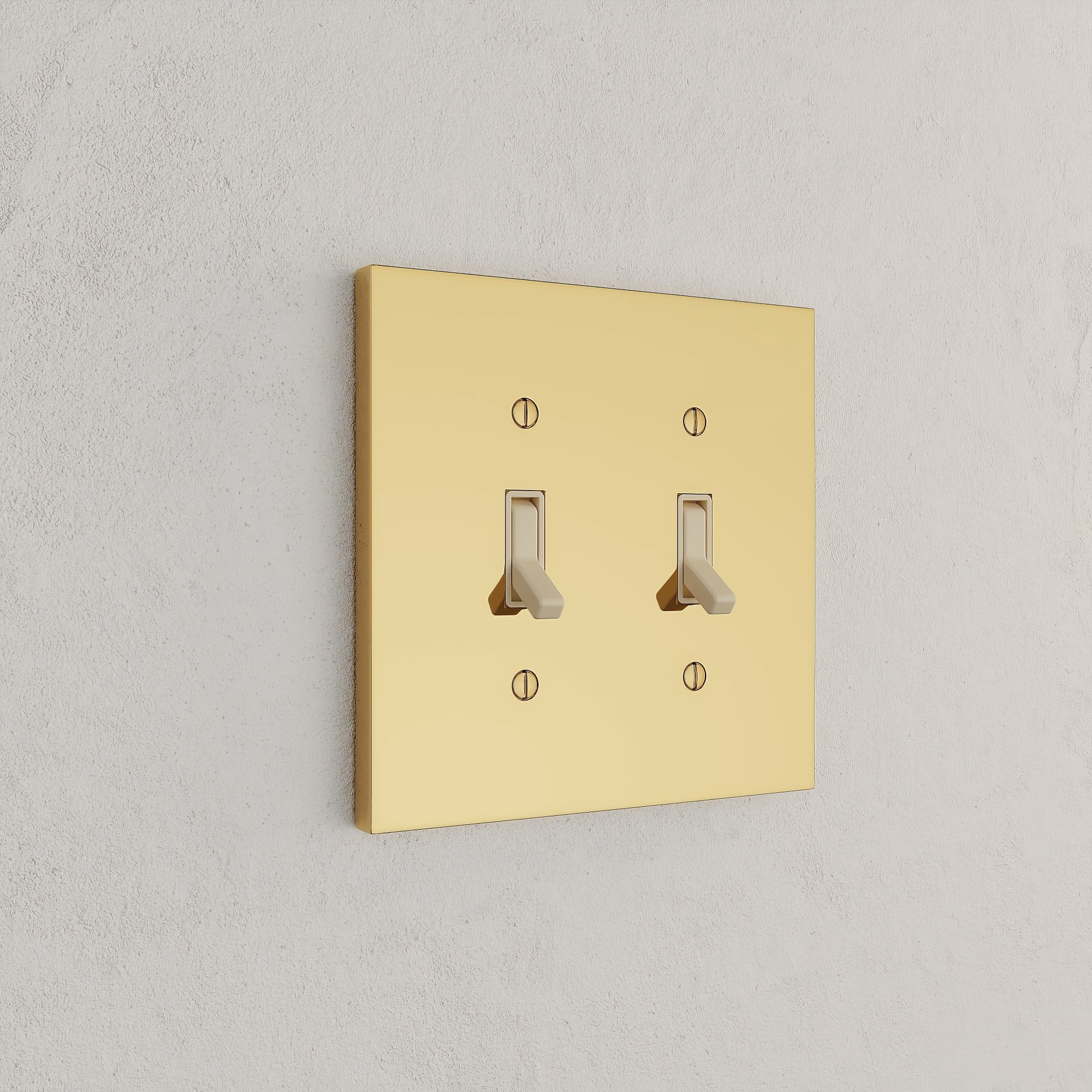 Solid brass Futura Toggle Wall Plate – Double in Polished Brass finish