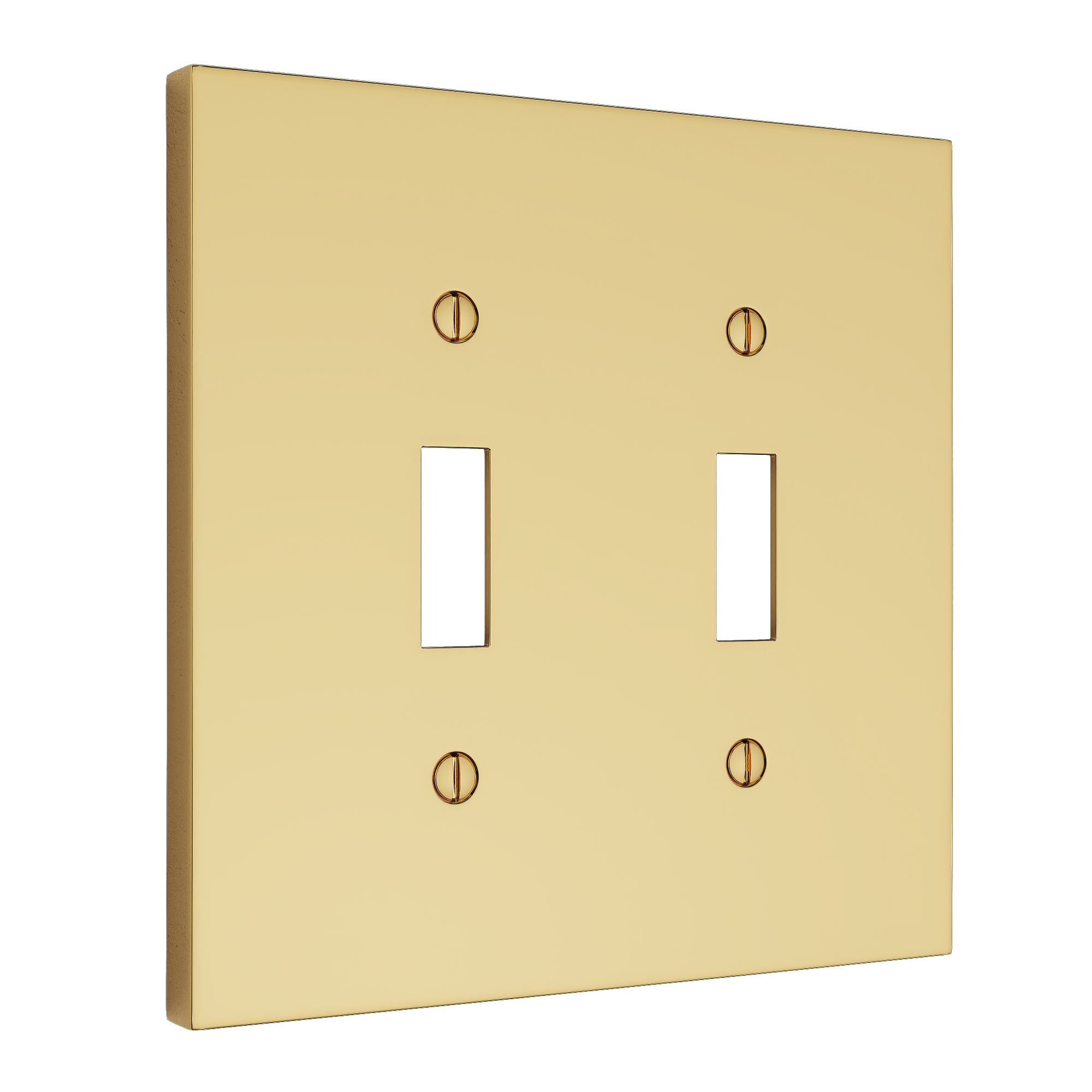 Solid brass Futura Toggle Wall Plate – Double in Polished Brass finish
