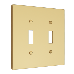 Futura Toggle Wall Plate – Double — Polished Brass