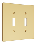 Solid brass Futura Toggle Wall Plate – Double in Polished Brass finish