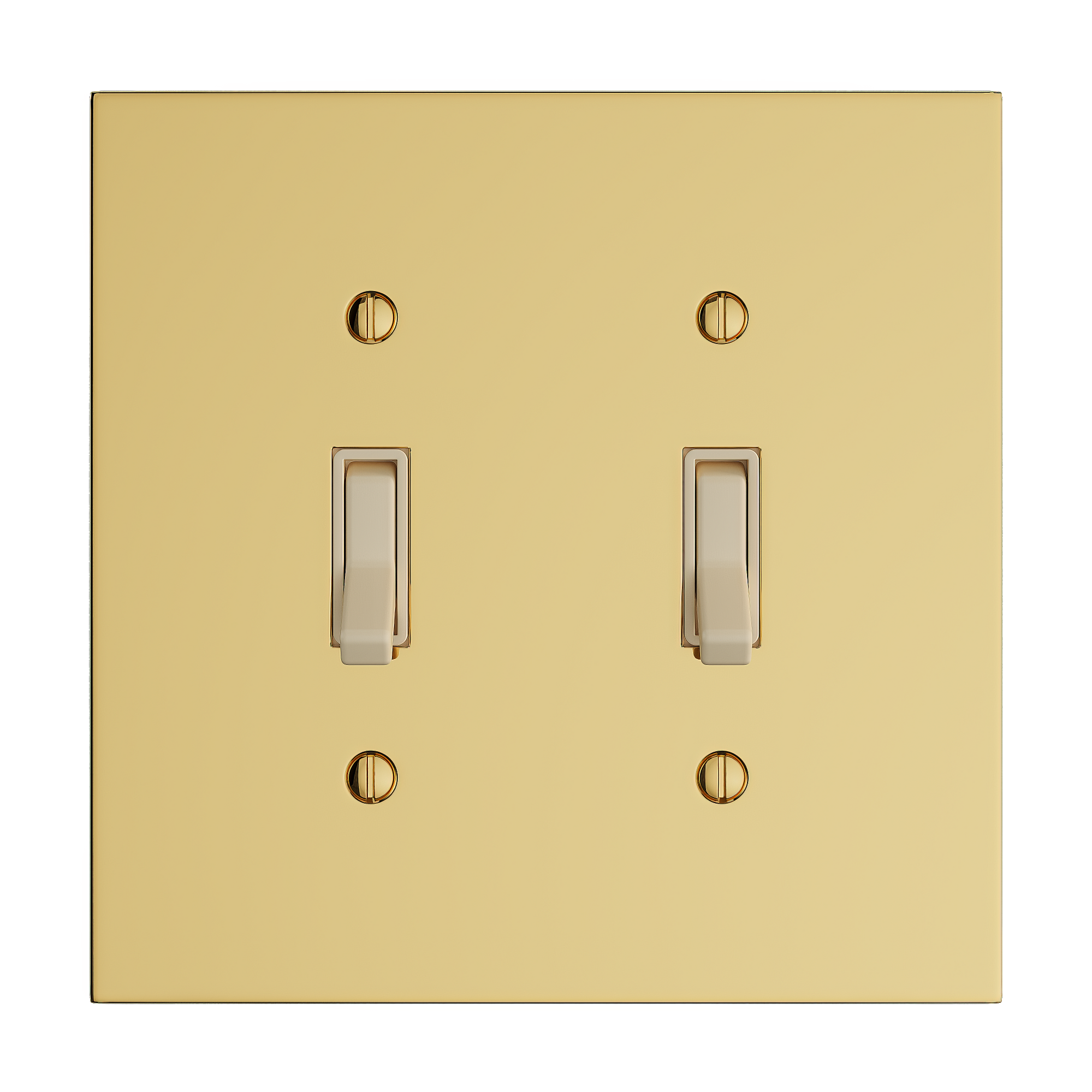 Solid brass Futura Toggle Wall Plate – Double in Polished Brass finish