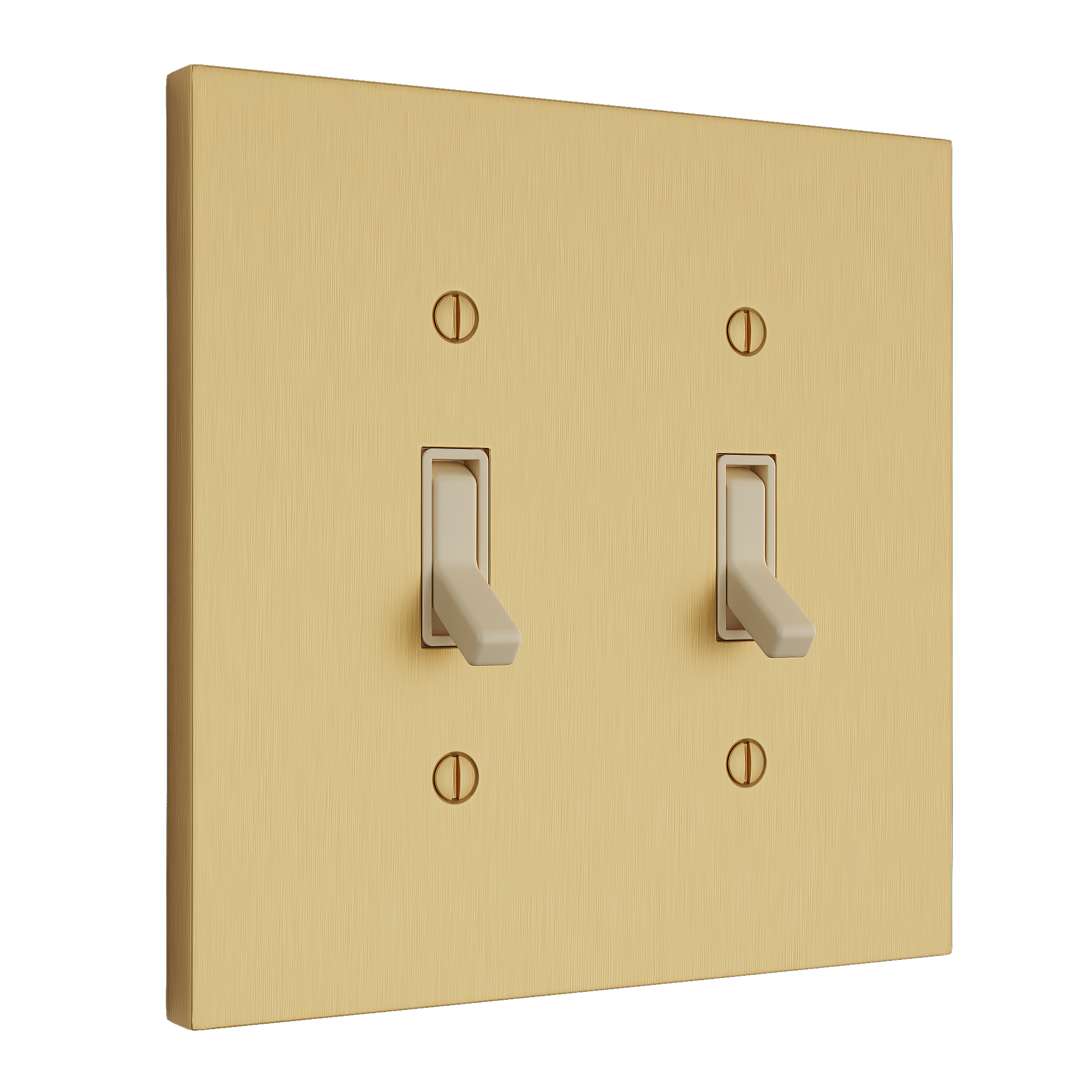 Solid brass Futura Toggle Wall Plate – Double in Satin Brass finish