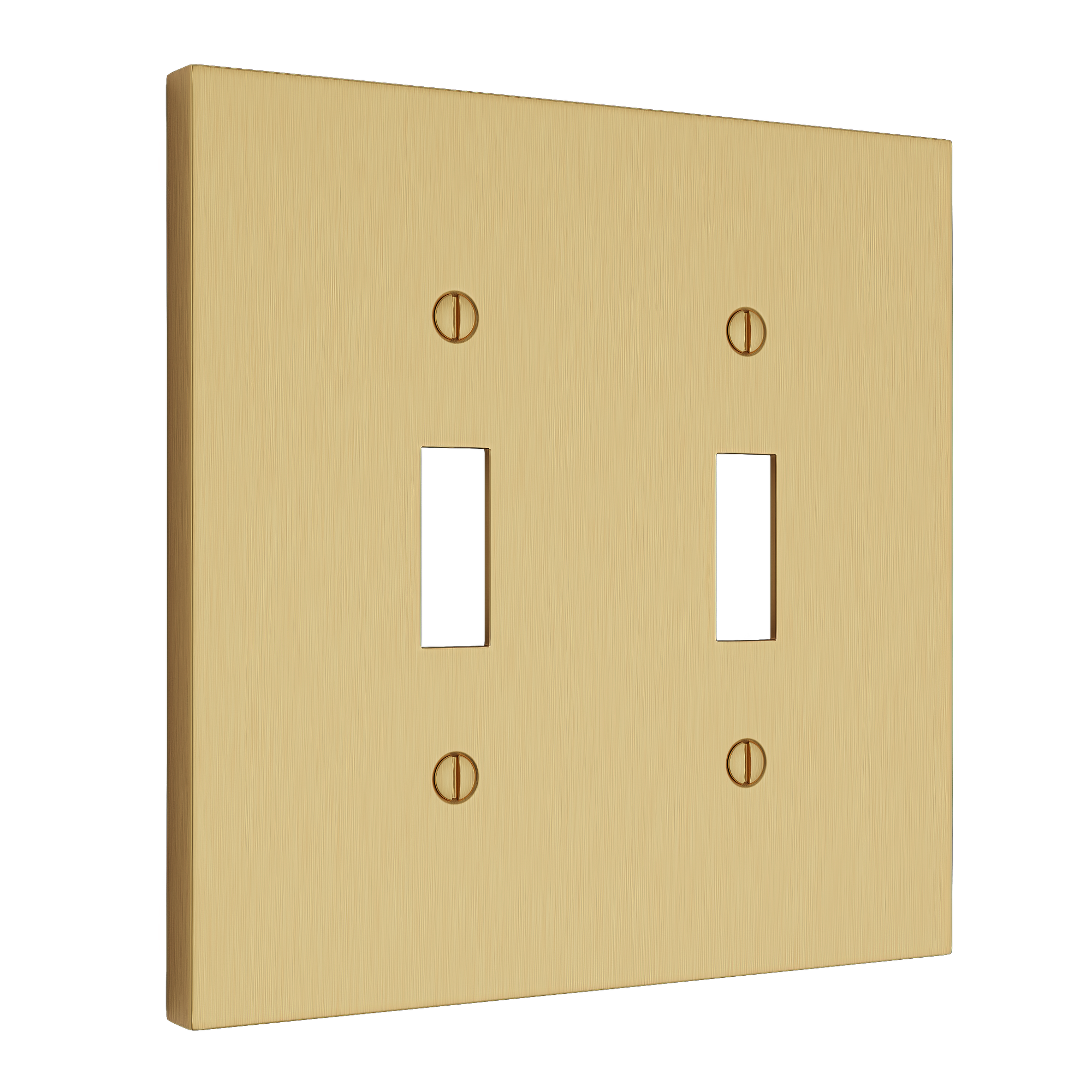 Solid brass Futura Toggle Wall Plate – Double in Satin Brass finish