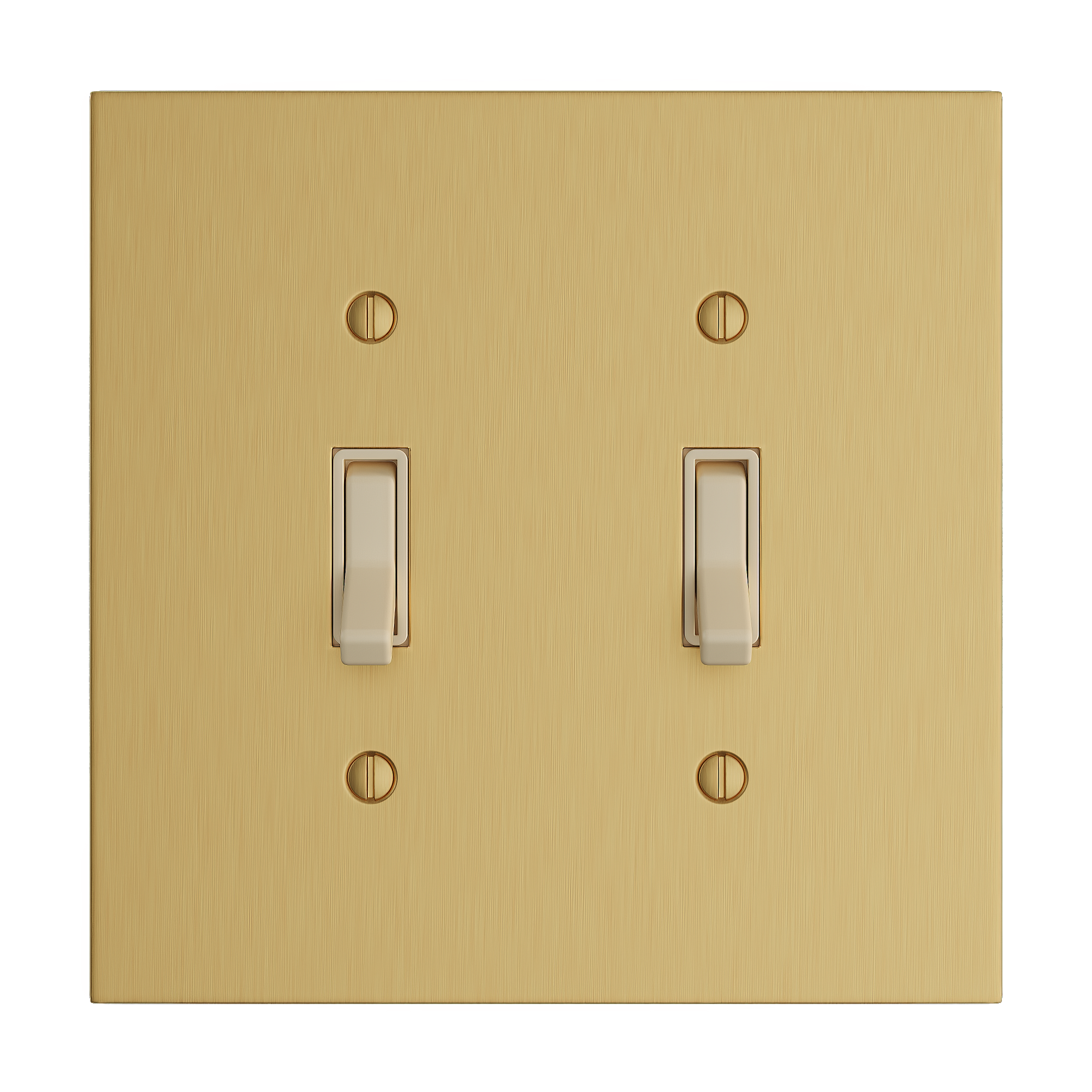 Solid brass Futura Toggle Wall Plate – Double in Satin Brass finish