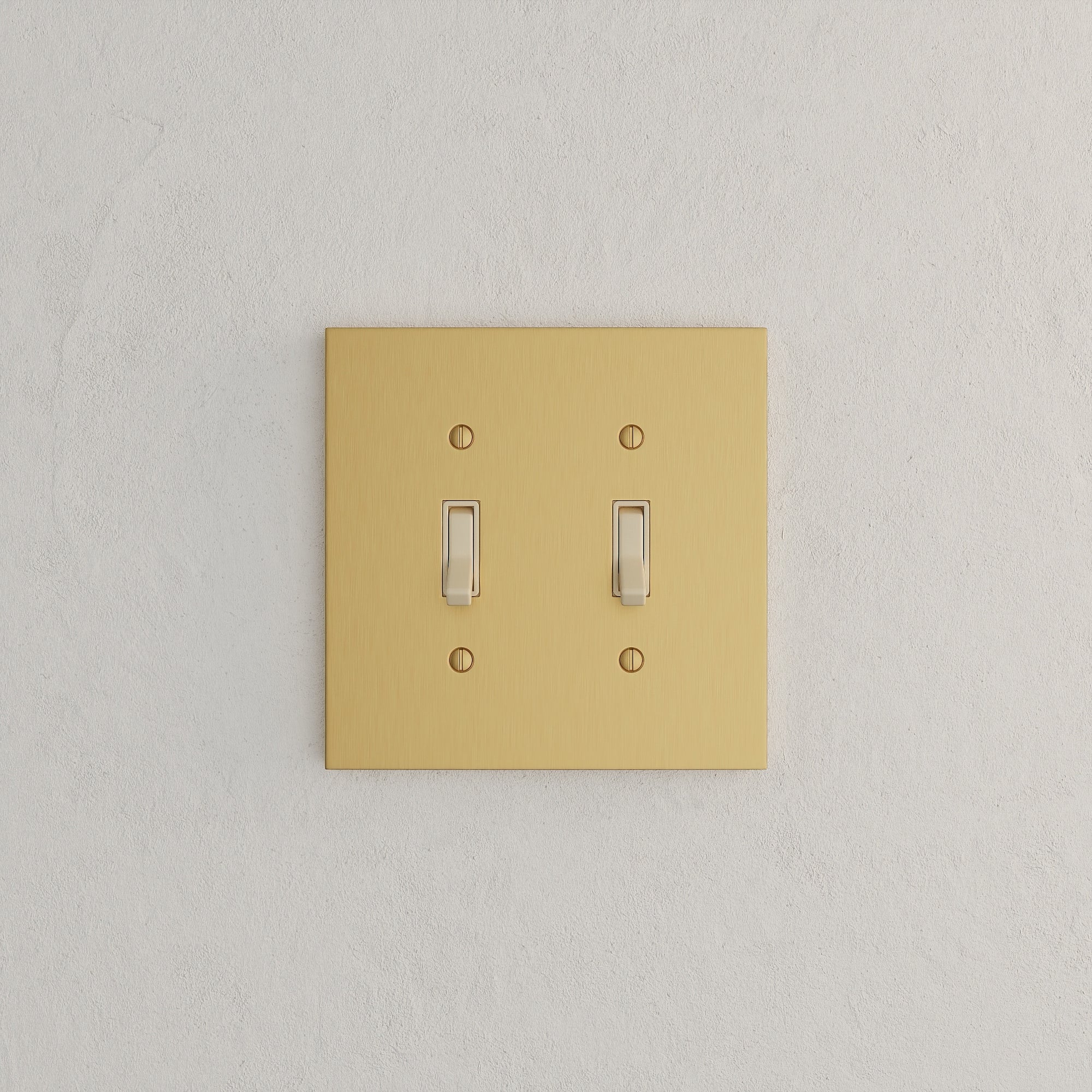 Solid brass Futura Toggle Wall Plate – Double in Satin Brass finish