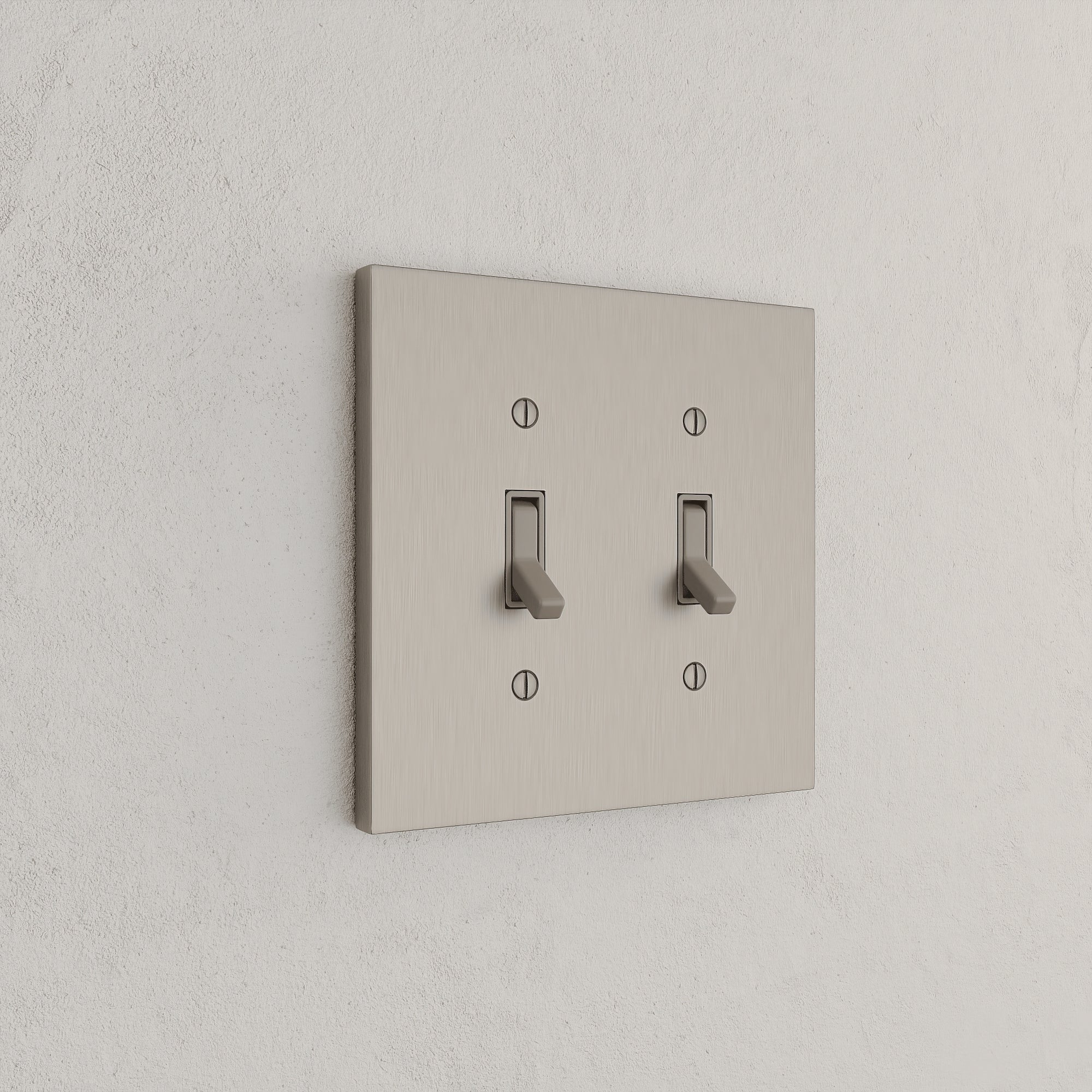 Solid brass Futura Toggle Wall Plate – Double in Satin Nickel finish