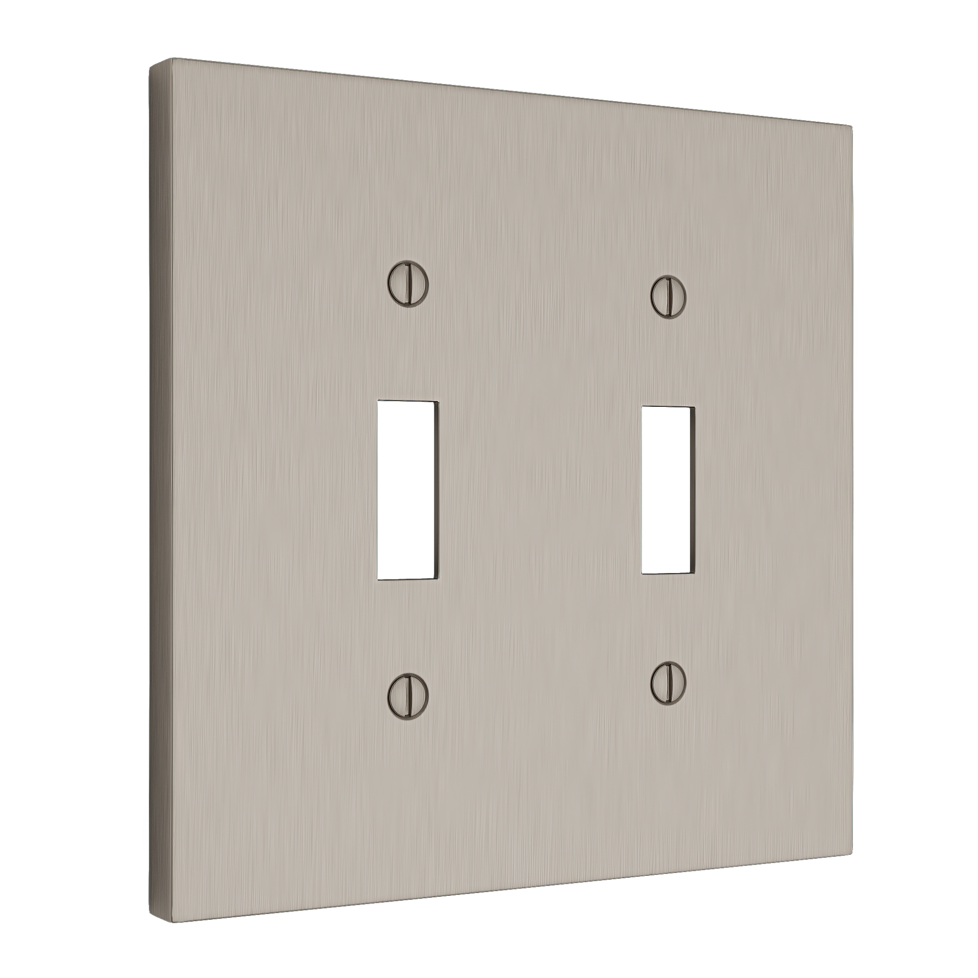 Solid brass Futura Toggle Wall Plate – Double in Satin Nickel finish