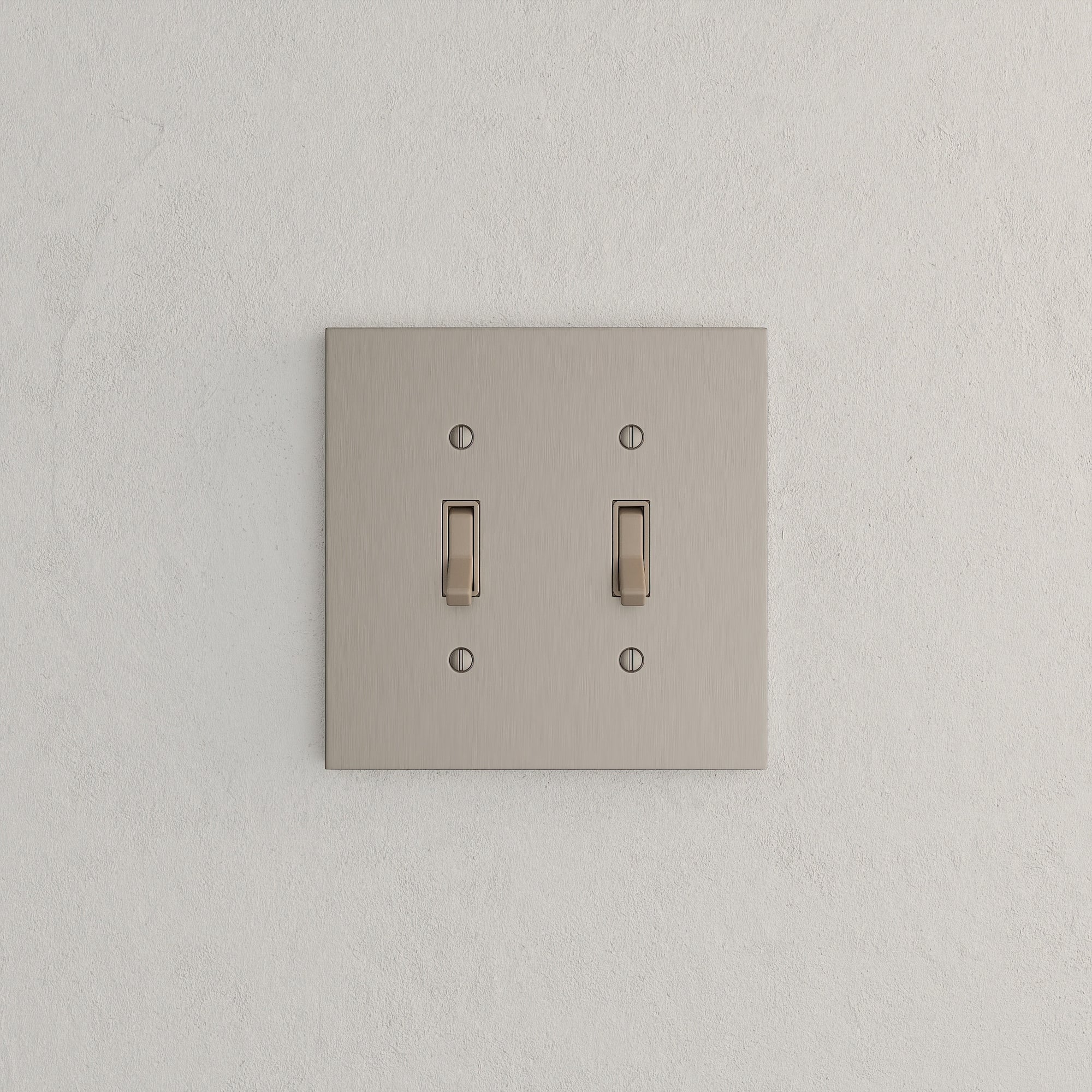 Solid brass Futura Toggle Wall Plate – Double in Satin Nickel finish