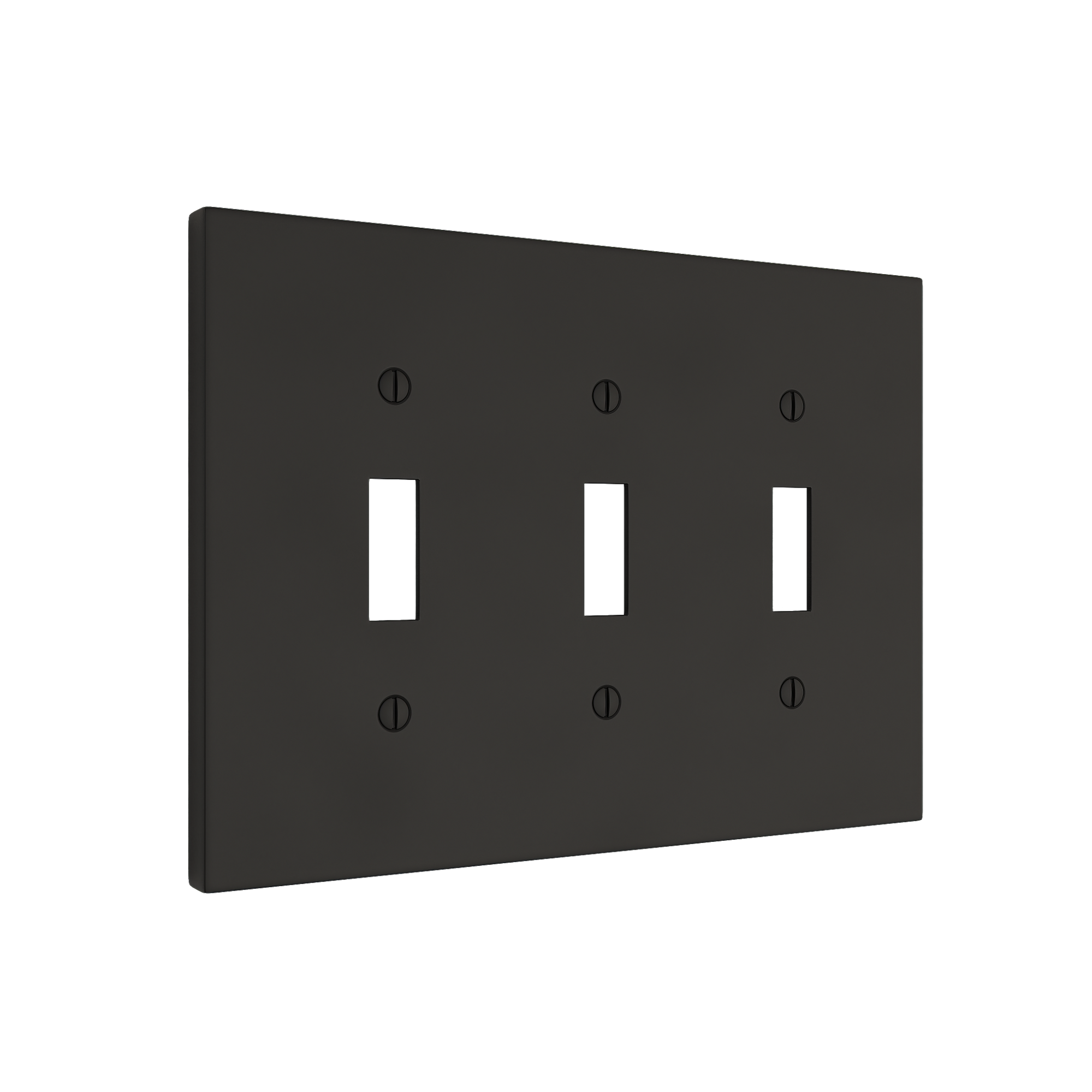 Solid brass Futura Toggle Wall Plate – Triple in Coal Black Brass finish