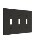 Solid brass Futura Toggle Wall Plate – Triple in Coal Black Brass finish