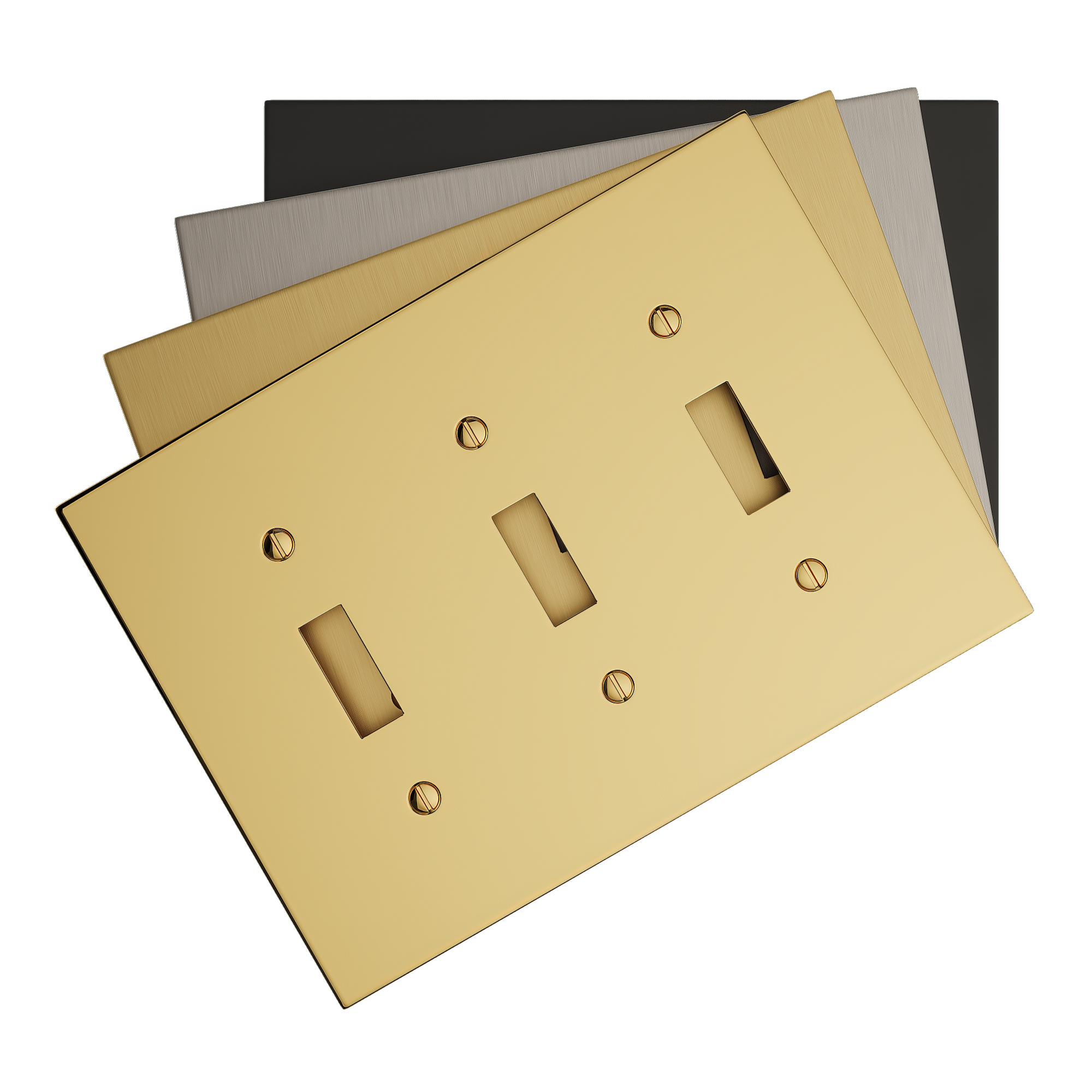 Solid brass Futura Toggle Wall Plate – Triple
