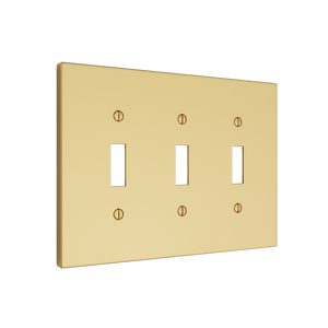 Futura Toggle Wall Plate – Triple — Polished Brass