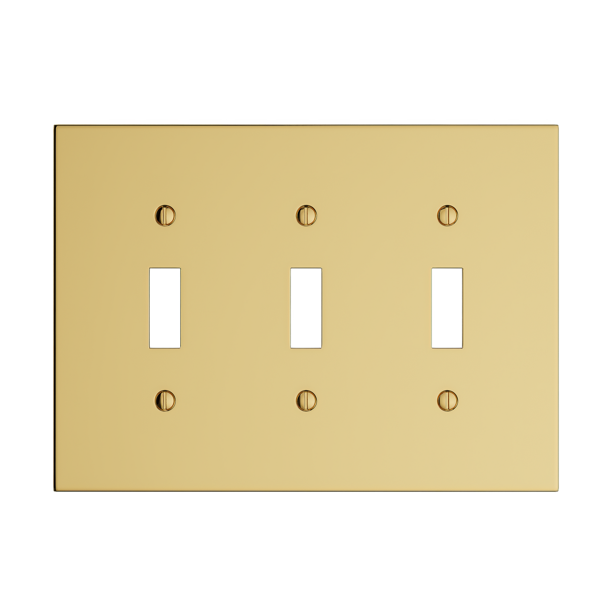 Solid brass Futura Toggle Wall Plate – Triple in Polished Brass finish