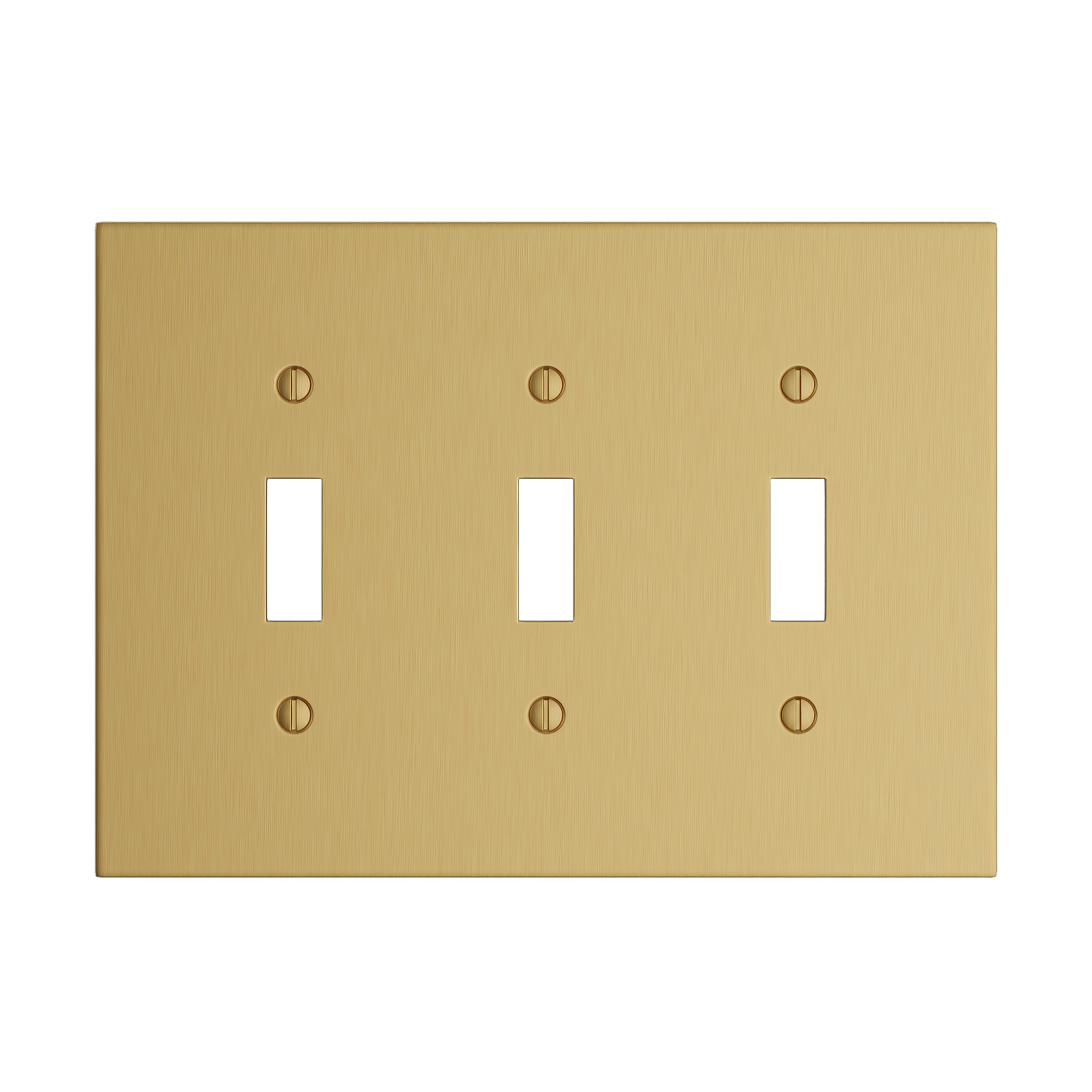 Solid brass Futura Toggle Wall Plate – Triple in Satin Brass finish