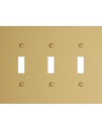 Solid brass Futura Toggle Wall Plate – Triple in Satin Brass finish