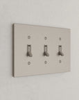 Solid brass Futura Toggle Wall Plate – Triple in Satin Nickel finish