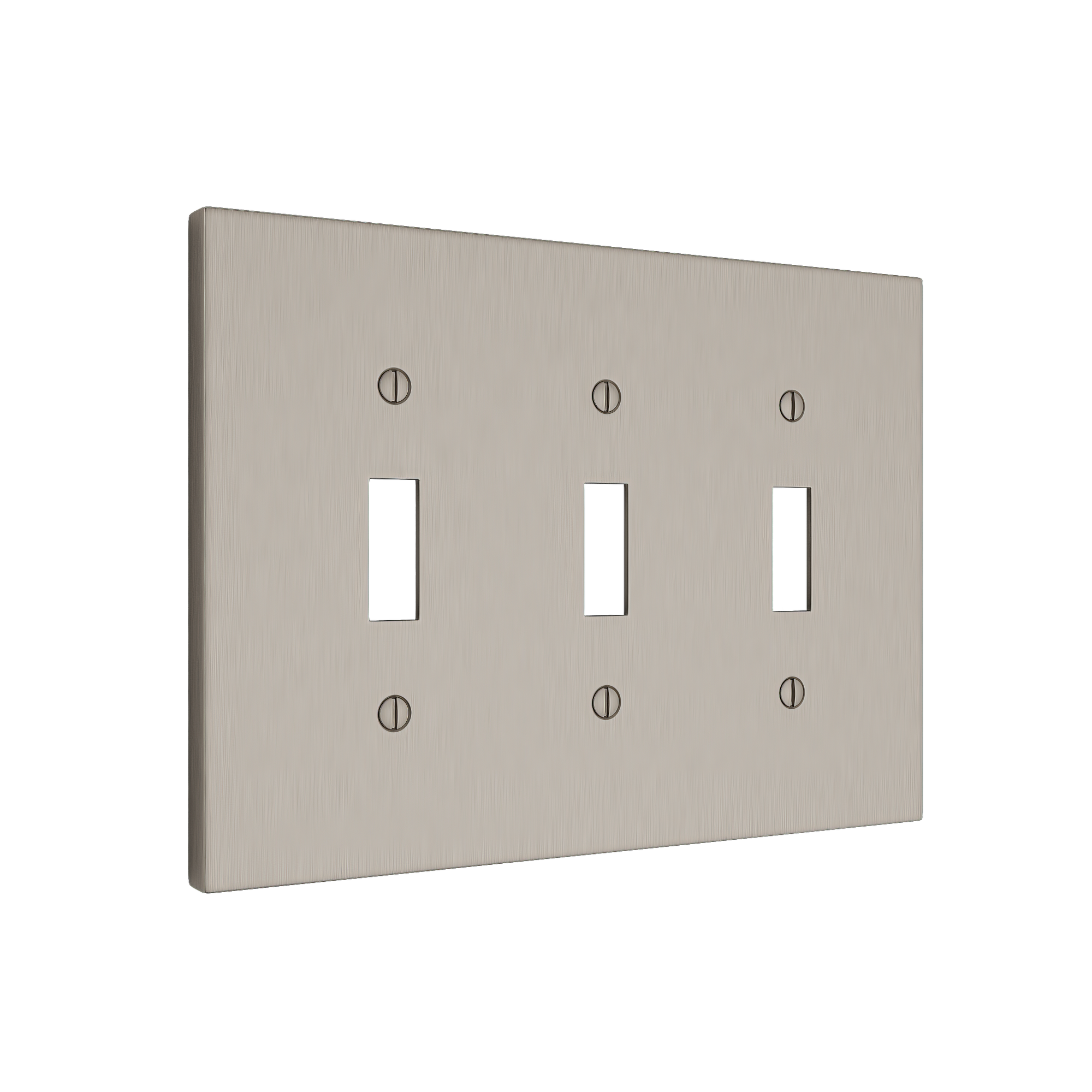 Solid brass Futura Toggle Wall Plate – Triple in Satin Nickel finish