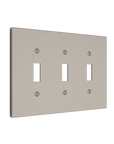 Solid brass Futura Toggle Wall Plate – Triple in Satin Nickel finish