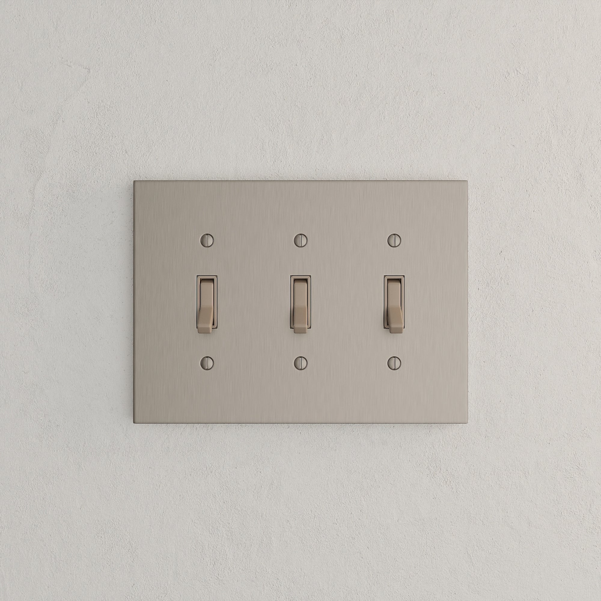 Solid brass Futura Toggle Wall Plate – Triple in Satin Nickel finish