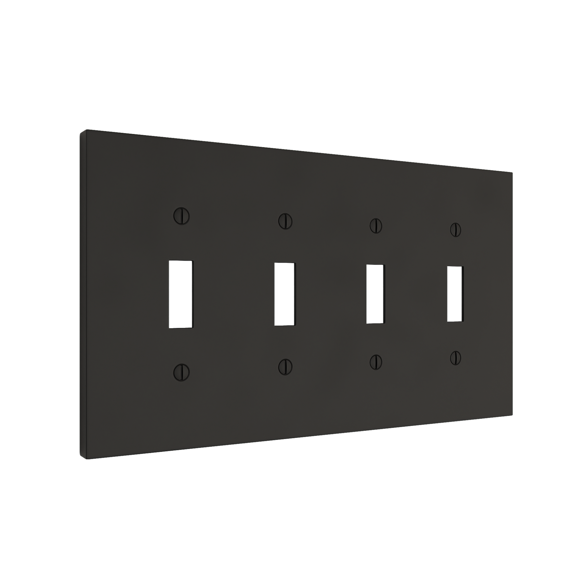 Solid brass Futura Toggle Wall Plate – Quad in Coal Black Brass finish
