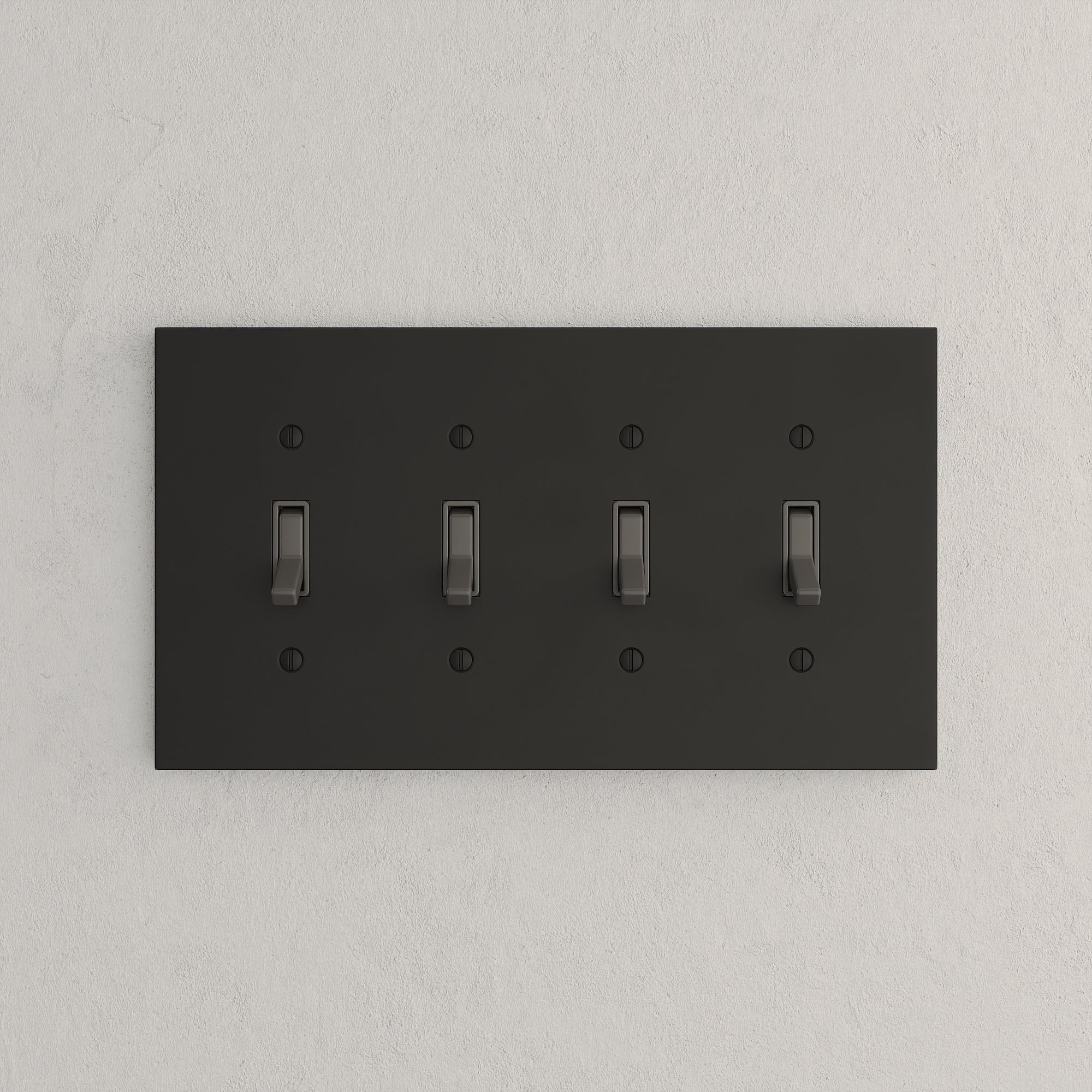 Solid brass Futura Toggle Wall Plate – Quad in Coal Black Brass finish
