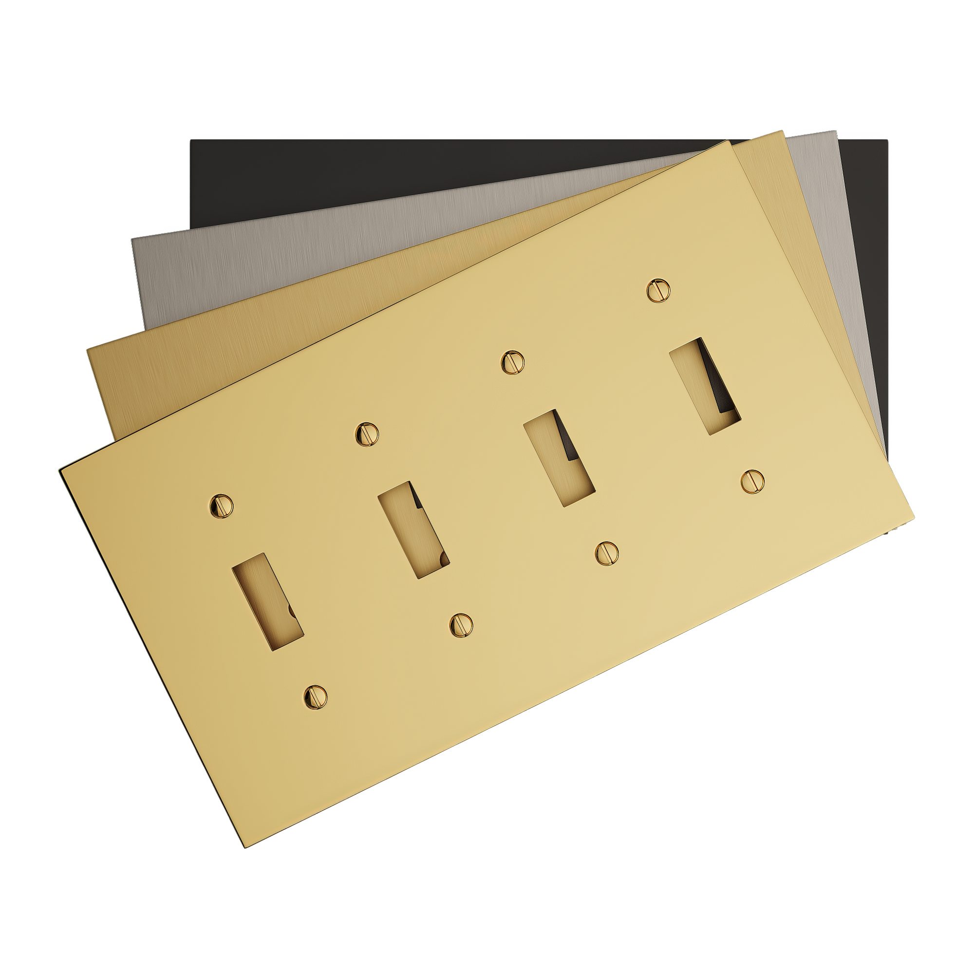 Solid brass Futura Toggle Wall Plate – Quad