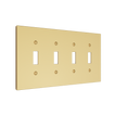 Solid brass Futura Toggle Wall Plate – Quad in Polished Brass finish