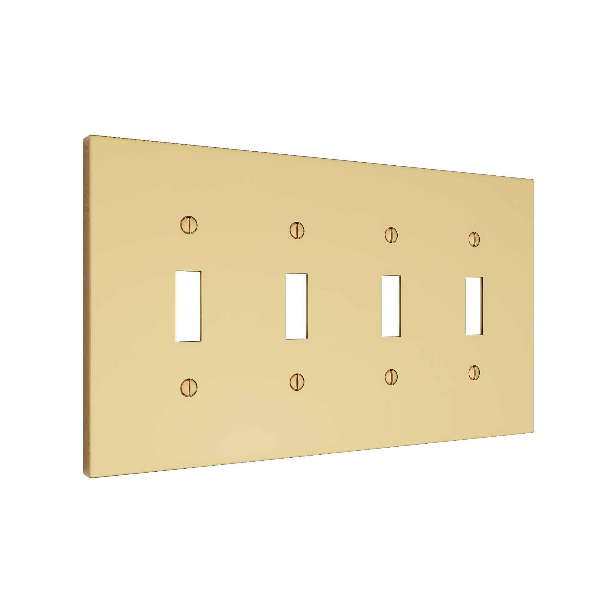 Solid brass Futura Toggle Wall Plate – Quad in Polished Brass finish