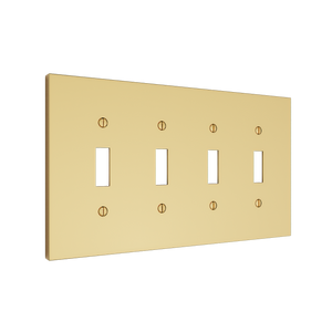 Futura Toggle Wall Plate – Quad — Polished Brass