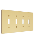 Solid brass Futura Toggle Wall Plate – Quad in Polished Brass finish