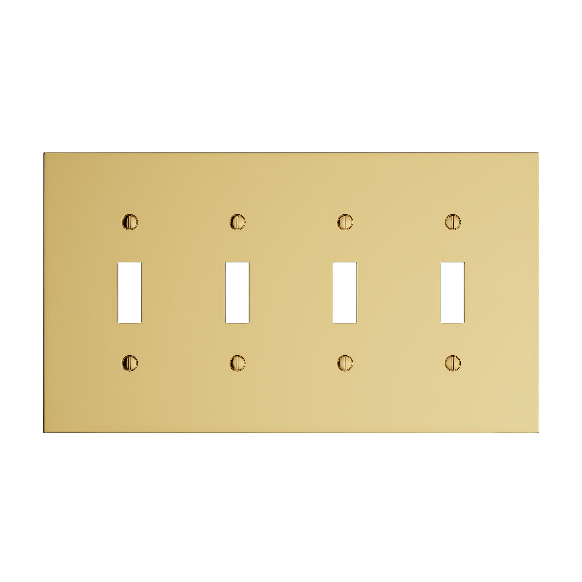 Solid brass Futura Toggle Wall Plate – Quad in Polished Brass finish