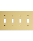 Solid brass Futura Toggle Wall Plate – Quad in Polished Brass finish