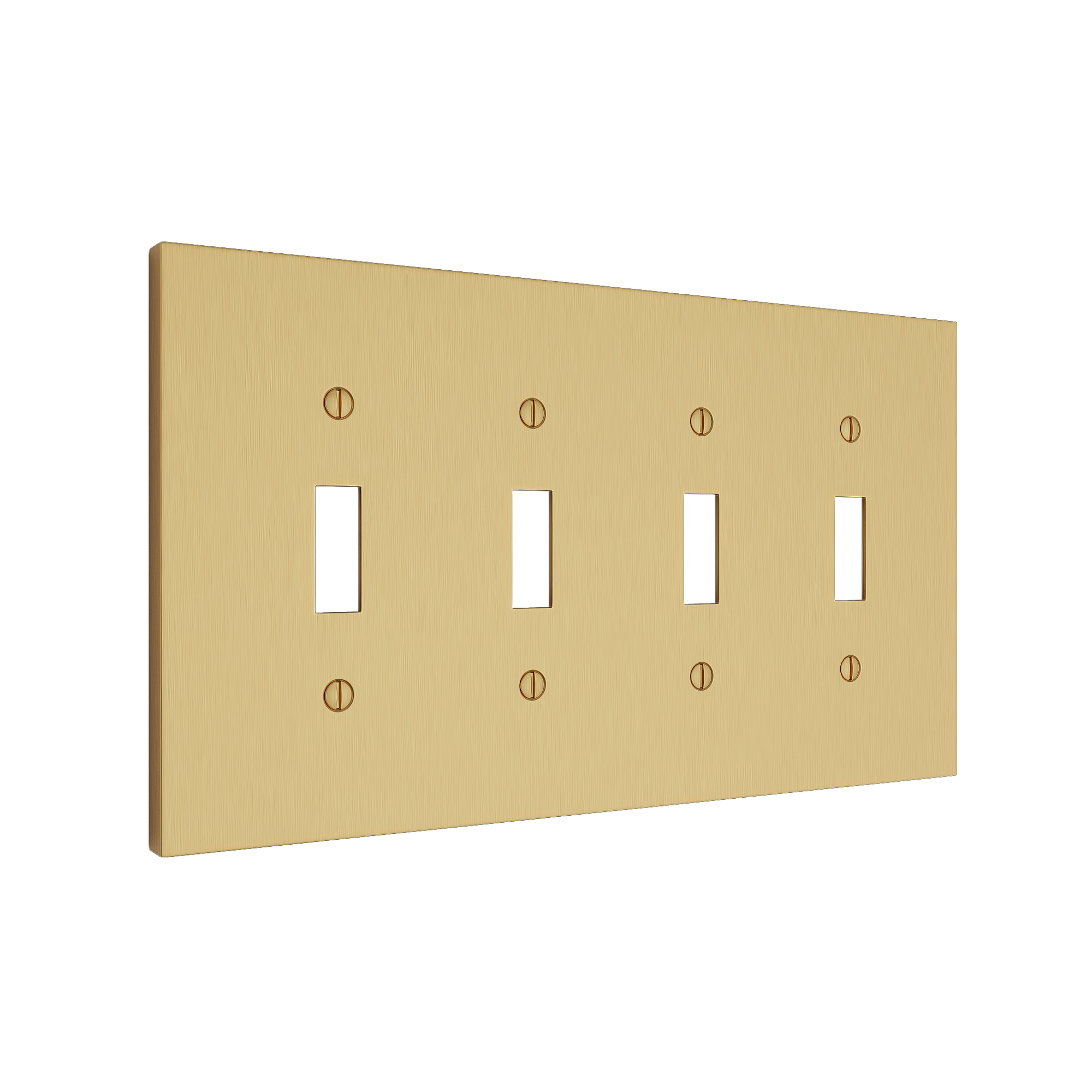 Solid brass Futura Toggle Wall Plate – Quad in Satin Brass finish