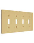 Solid brass Futura Toggle Wall Plate – Quad in Satin Brass finish